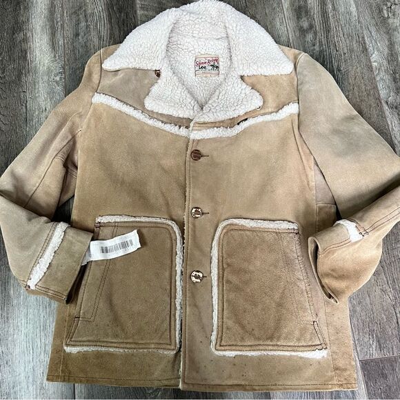 Vintage 70’s Lee Storm Rider Sherpa Suede Leather Coat Size 40 Marlboro Man - Picture 8 of 16